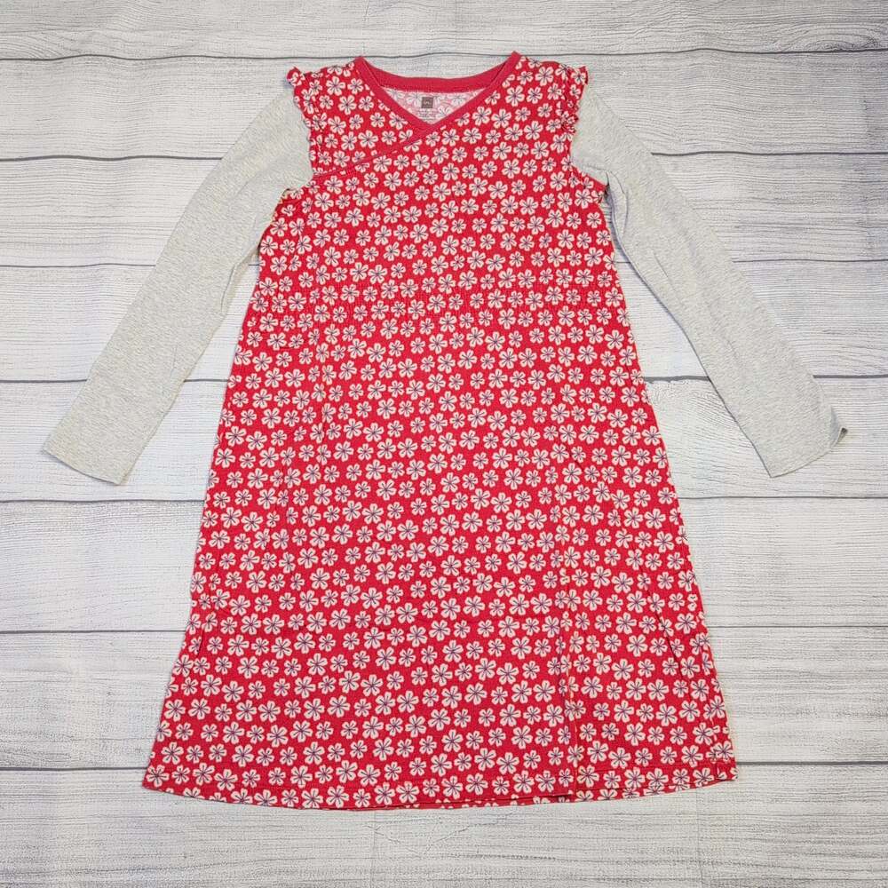 8 Tea Collection Red Floral Layered Wrap Dress